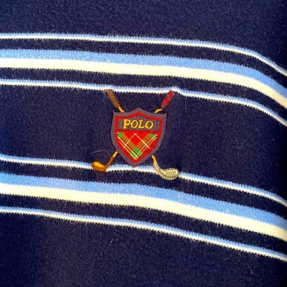Polo Golf by Ralph Lauren striped polo shirt. Rare plaid crest shield. XL - Picture 6 of 10
